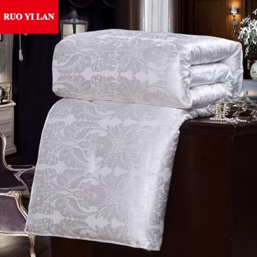 Smooth Silk Like Jacquard Inner Duvet Cover for DIY Silk Quilt Twin Full Queen King White Pink Model 05