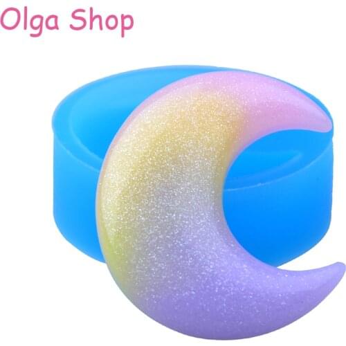 PYL595 39.7mm Crescent Silicone Mold - Moon Mold Fondant Cake Decoration Candy Resin Jewelry Making Charm Necklace Brooch