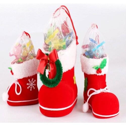 3 Size Christmas Gift Candy Gift Holder Home Party Decor Christmas Santa Claus Candy Boots Kids Child Mini Xmas Tree Decoration