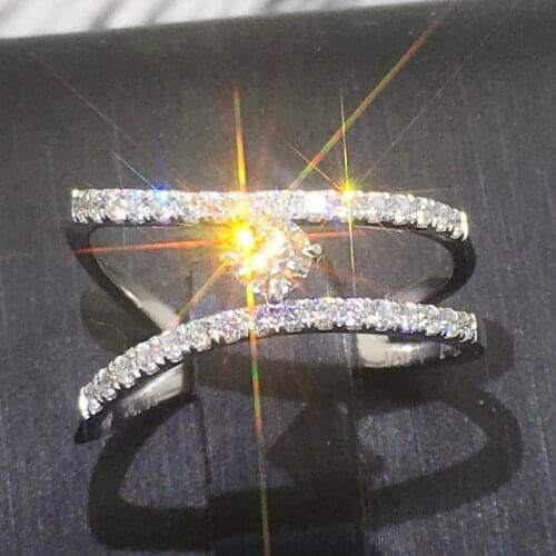 100% 18K gold ring and moissanite diamond D VVS Luxury wedding ring With national certificate SW19