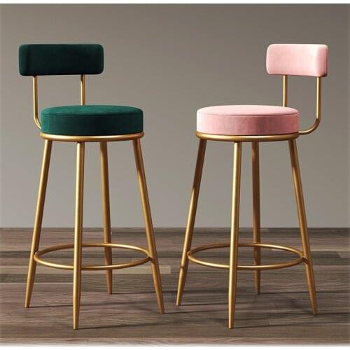 Nordic Bar Chair Light Luxury Home Island Golden Bar Stool Modern Minimalist High Chair Bar Chair Back Bar Stool WF1031