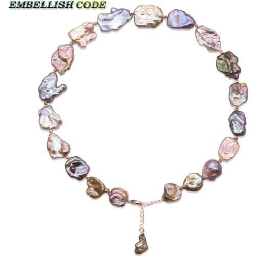 High Class Decor Good Lustrous Pearl Necklace Keshi Irregular Square Baroque Style Peach Golden Mixed Freshwater Fine Jewelry