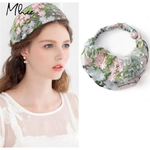 Retro Lace Pressing Hair Band French Style Romantic Headbands For Women Embroidered Wide Hairband 2021 Casual Floral Decorations