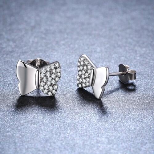 SODROV Romantic 925 Sterling Silver Jewelry Natural Butterfly Party Stud Earrings joyas de plata 925 for Women Bijoux I091