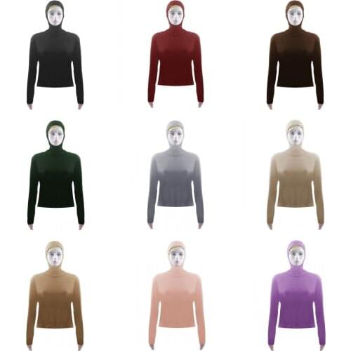 Dromiya Women Top Hooded Sunscreen Swim Wear Crop Tops Long Sleeve Blouse Stretch Muslim Pullover Top Arab Islam Casual Top