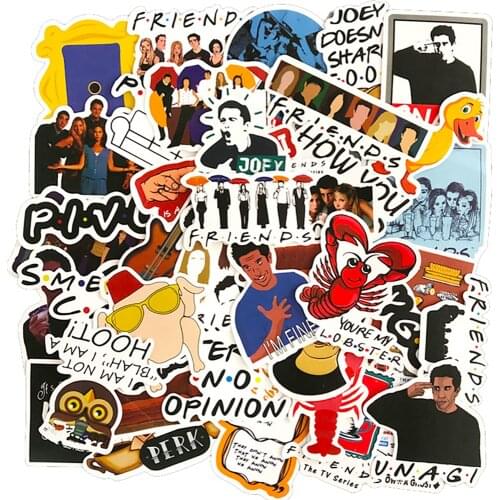 50PCS TV Show Friends Waterproof Stickers Travel Skateboard Suitcase Guitar Luggage Laptop DIY Cool Sticker Decals Kid Toy Gift