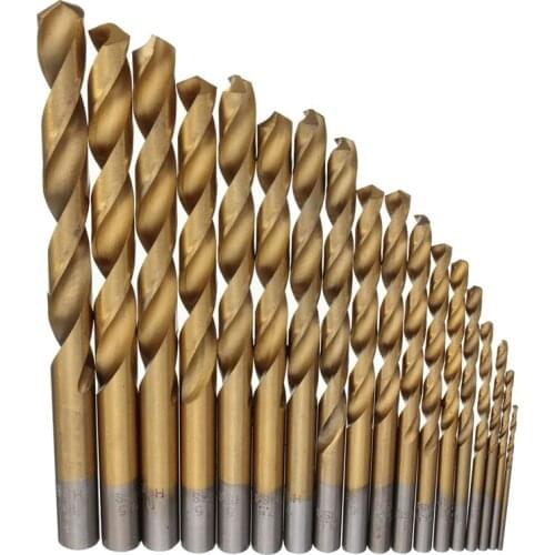 18Pcs/Set High Speed Steel Titanium Coated HSS 4241 Drill Bit Metric 1.5Mm-10Mm