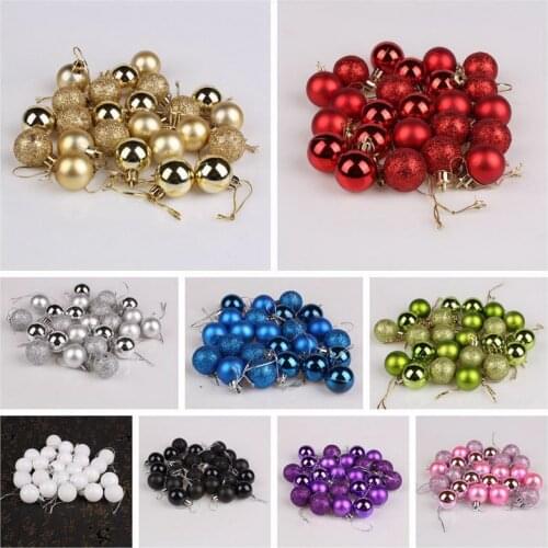 24pcs/lot 30mm Christmas Tree Ball Bauble Hanging Xmas Tree Ornament New Year Christmas Decoration For Home