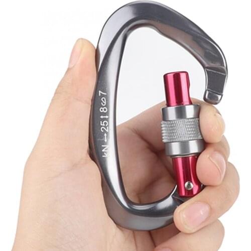 25KN Outdoor Climbing Buckle Hook Aluminum D-shape Carabiner Buckle Outdoor Climbing Buckle Hanging Hook Keychain Tool