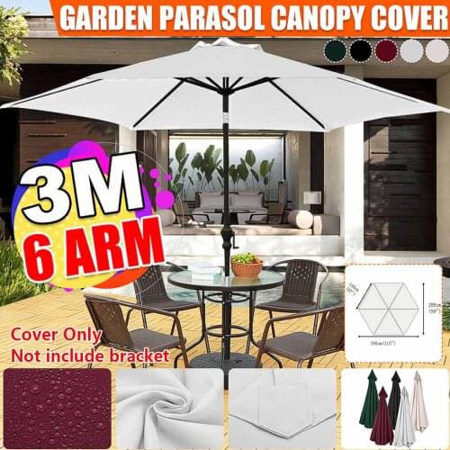 3M 6 Bones Parasol Patio Sunshade Garden Umbrella Canopy Cover Waterproof Anti UV Outdoor Beach Canopy Sun Shelter