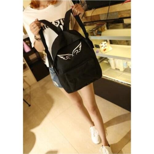 30 pcs/lot! New Design Wings Printing Backpack Women Canvas Backpack For Teenager Girl Casual Backpack