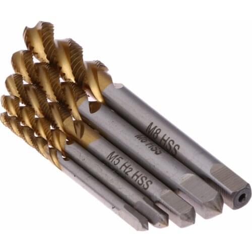 5PCS/Set HSS M3 M4 M5 M6 M8 Machine Spiral Point Straight Fluted Screw Taps Set Threading Metric Plug Drill Tap Tools Set