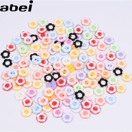 50pcs/lot 13mm Mix Colors Flower Button for Kids Clothes Decoration Plastic Resin Round Flatback button Sewing Tools Accessories