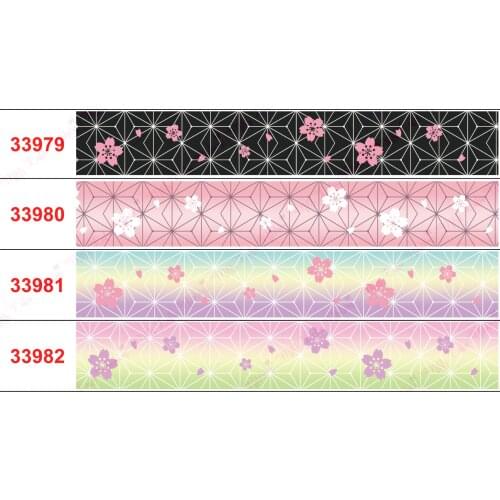 50Yards 25mm/38mm Japanese Cartoon Printed Grosgrain Flower Ribbon/Elastic Band DIY Handmade Bow Materials