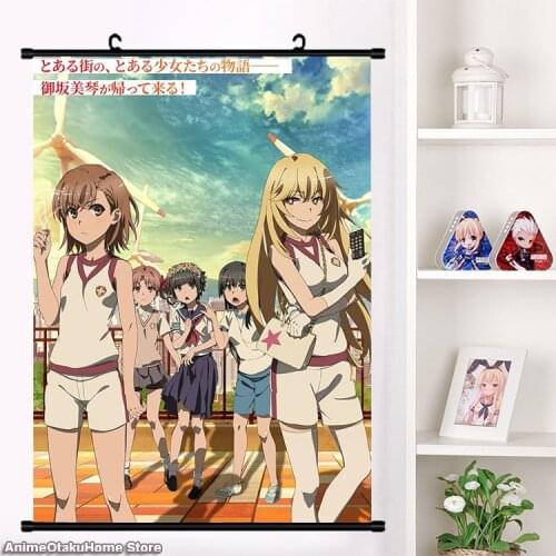 Anime A Certain Scientific Railgun To Aru Kagaku No Railgun T Misaka Mikoto Shokuhou Wall Scroll Poster Wall Home Decor Art