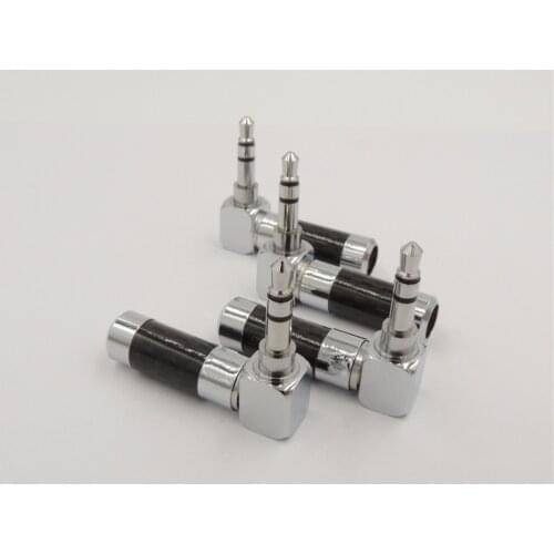Audio Right Angle Rhodium Plated 3.5mm 3 pole Stereo Mini Jack Plug Connector Carbon Fiber