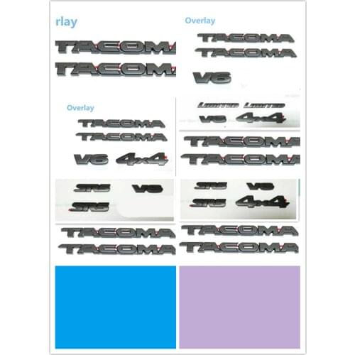 FOR 2005-2015 Overlay Kits Black Fit For Tacoma V6 Nameplate Emblem