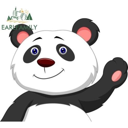 EARLFAMILY 13cm x 10.5cm for Cute Panda Waving Decal Motorcycle Car Bumper Window Stickers Fashion Occlusion Scratch Decor