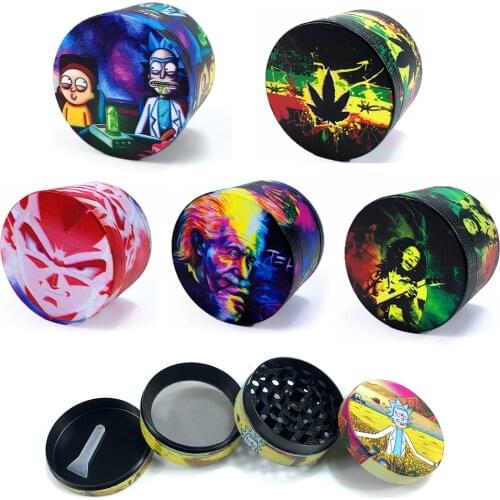 50mm Zinc Alloy Herb Tobacco Grinder Weed Tobacco Cigarettes Leaves Crusher Manual Hand Smoking Accessories 20 Cartoon Patterns