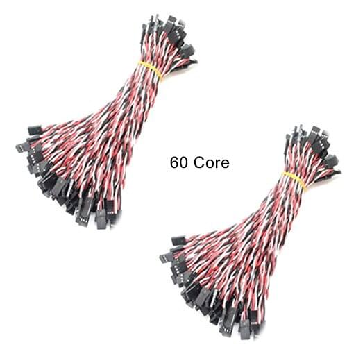 100Pcs 10cm Male to Male 60 Core Filaments Twisted Pair Wire Extension Leads For Airplane Model Steering Motor Black-Red-White