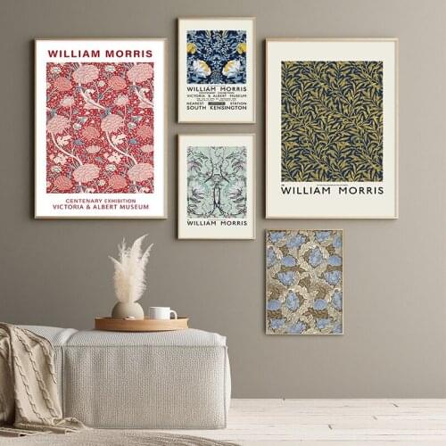 William Morris Canvas Painting Print The Victoria and Albert Museum Exhibition Poster Vintage Floral Art Wall Picture Home Decor