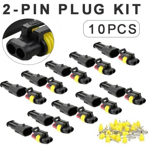 10pcs 2 Pin Way Car Waterproof Wire Cable Connector Plug Kit Automotive Connectors Automotive Fuse Set for Cars Motorcyle Carava