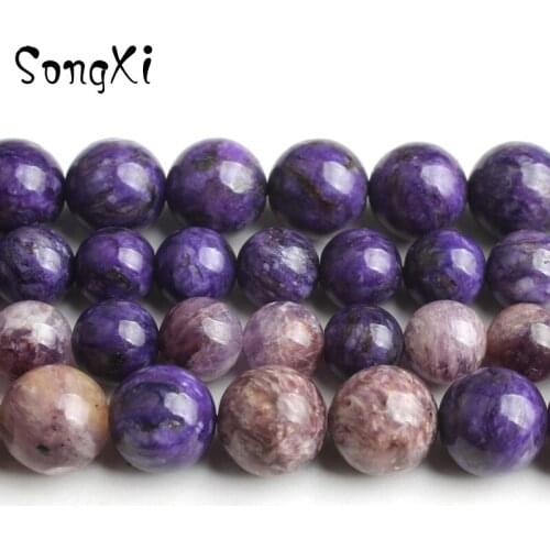 Natural AA Charoite Beads Round Purple Stone Beads For Jewelry Making DIY Bracelet Necklace Charms Fashion Size 8 10mm 15 inches