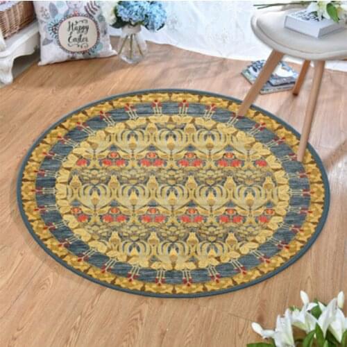 Round Pastoral Jacquard Carpets Sofa Coffee Table Floor Mat For Living Room Computer Chair Floor Mat Bedroom Hallway Rug