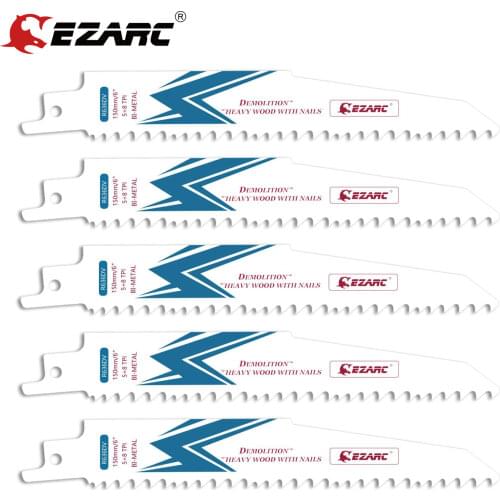 EZARC 5Pc Reciprocating Saw Blade Bi-Metal Cobalt Sabre Saw Blades for Wood & Metal Demolition 12'' 5+8TPI R636DV/R936DV/R1236DV