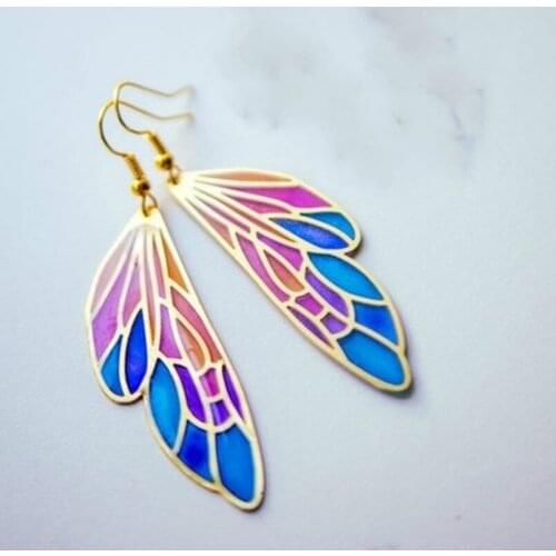 Minar Fashion Fantasy Style Colorful Butterfly Wings Women Earrings Temperament Women Charm Earring Party Accessories Jewelry