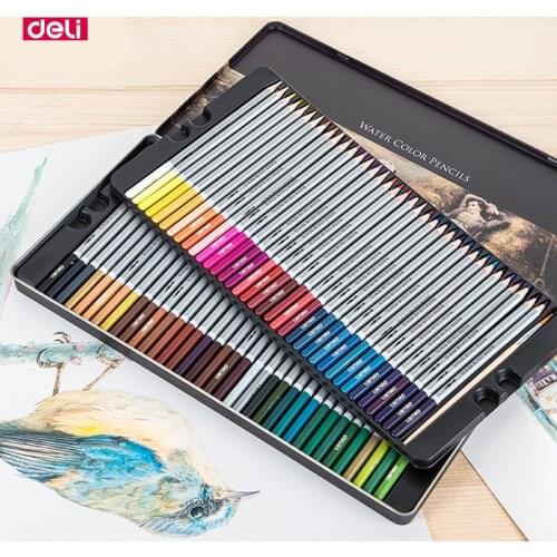 Deli Watercolor Pencils Iron Box Drawing Pencil Set Colores Profesionales Aquarelle Pencils for Painting Colouring Crayones