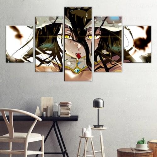 Canvas Wall Art Pictures Modern Home Decor 5 Pieces Albedo Overlord Anime Paintings Printed Absract Posters Modular Frameworks