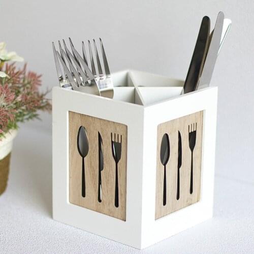 Cutlery Organizer Wooden Tableware Storage Box Kitchen Flatware Spoons Forks Knifes Chopsticks Holder Kitchen Tools Shelf Box