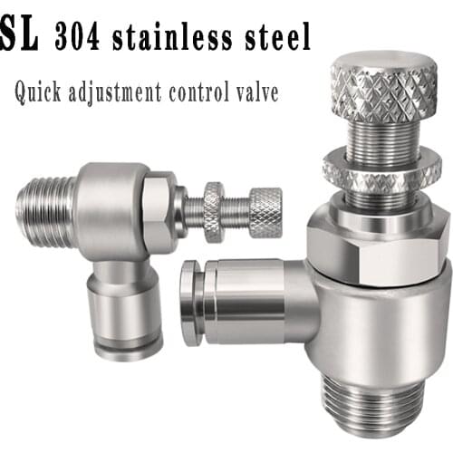 SL304 stainless steel pneumatic quick coupling hose 4-12mm BSP M5" 1/8" 1/4" 3/8" 1/2 air speed control valve acceleration valve