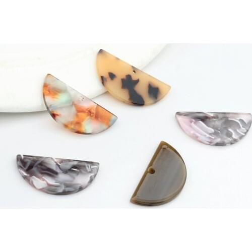 33*16mm Acetic Acid Resin Charms Pendants Flat Smooth Semicircle Charms Pendants For DIY Earrings Jewelry Making Accessories