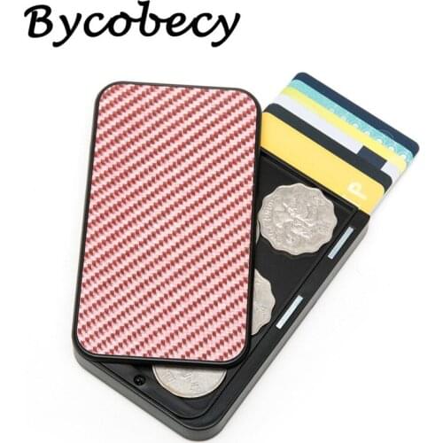Bycobecy Carbon Fiber Protector Credit Card Holder RFID Blocked Single Box Thin Wallet Multifunction Business Men Slim Card Case