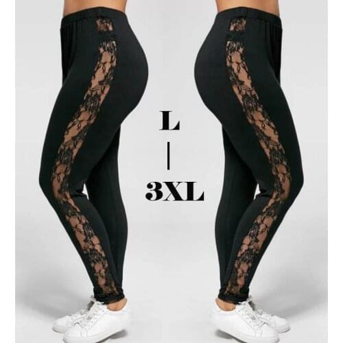 3XL XXL Plus Size Lace High Waist Fitness Leggings Women Holllow Out Yoga Pants Gym Workout Sports Trousers