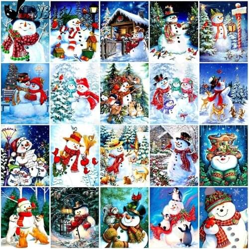 Christmas Snowman Diamond Painting 5D Diy Wall Art Abstract Winter Square Diamond Embroidery Inlaid Home Room Decoration