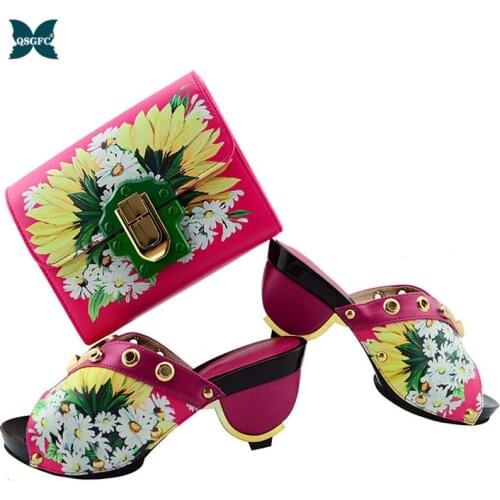 Lastest Fashion Style Italian Design Shoes And Bag Set To Match Nigerian Ladies Shoes With Matching Bags Set in Fuchsia Color