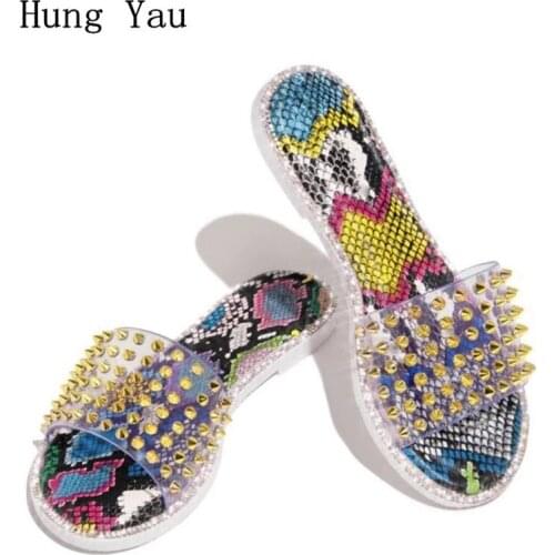 Women Sandals Flip Flops Slippers Flats Shoes Rivet Leopard Summer Fashion Wedges Outdoor Slides Lady Casual Female Plus Size