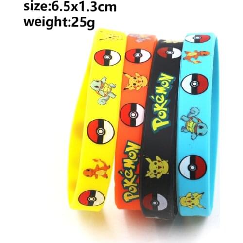 Pokemon Silicone Bracelet Pocket Elf Pikachu Kids Cartoon Bracelet Childrens Wristband Bracelet Cute Print Jewelry Party Gfts