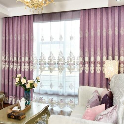 Warm Atmosphere European Chenille Embroidery Shading Curtains for Living Dining Room Bedroom