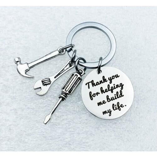 Oeinin Creative Keychain Man Thank You For Helping Me Build My Life Key Chain Bags Boy Letter Color Key Ring Zinc Alloy Pendant