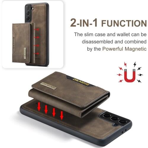 DG.MING Intelligent Divide Close Magnetic Case for Samsung Galaxy S21 S20 Note 20 10 A51 A71 A22 A32 A72 PU Leather Wallet Cover