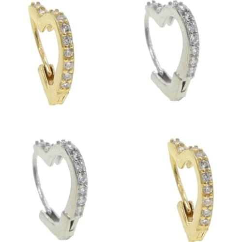 High quality 925 sterling silver mini heart lovely hoop earring minimal delicate huggie hoops delicate multi piercing earring