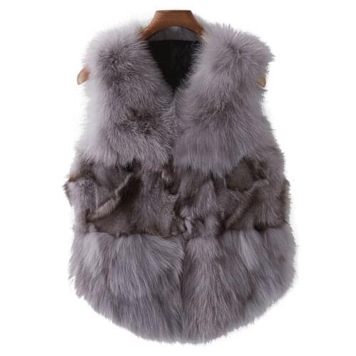 Real Fox Fur Vest Coats Women Clothes Korean Slim Elegant Vests Winter Warm Vintage Short Coat Chalecos Para Mujer ZL525