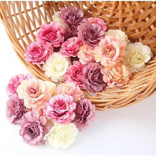 10Pcs Artificial Flowers Silk Flowers Hydrangea Wedding Home New Year Decoration DIY Wreath Scrapbook Gift Box Craft Flower 5cm