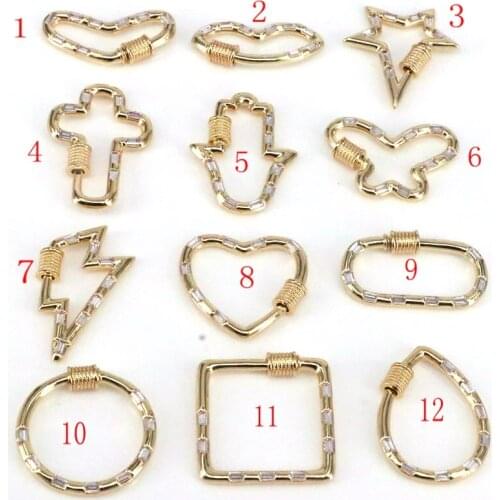 10PCS,Clear Crystal Carabiner Lock, CZ Screw Clasp, Lip, Star Jewelry Screw Clasp, Bracelet Necklace Connector Charm Accessories