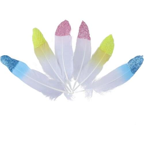 10 Ply Decorative Feathers Diy Jewelry Hats Party Accessory Size 15-20 CM White Goose feather Dyed gradient for Craft Plumes