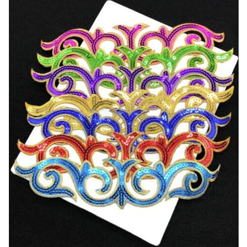 20pcs Ethnic Heat Transfer Glitter Patches For Clothing Iron On Sequined Patch Cheongsam Dress Appliques Badge Jacket Patchwork